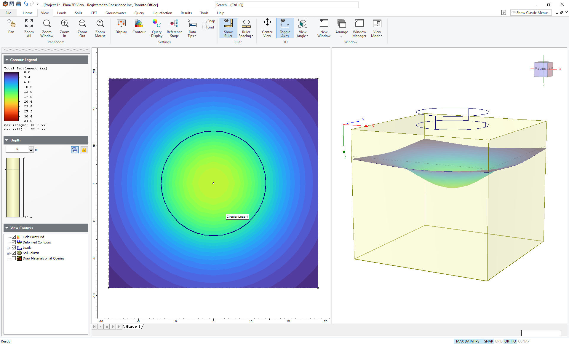 Settlement at Depth Model View